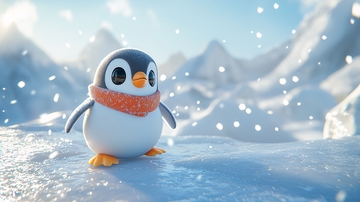 可爱企鹅雪景图