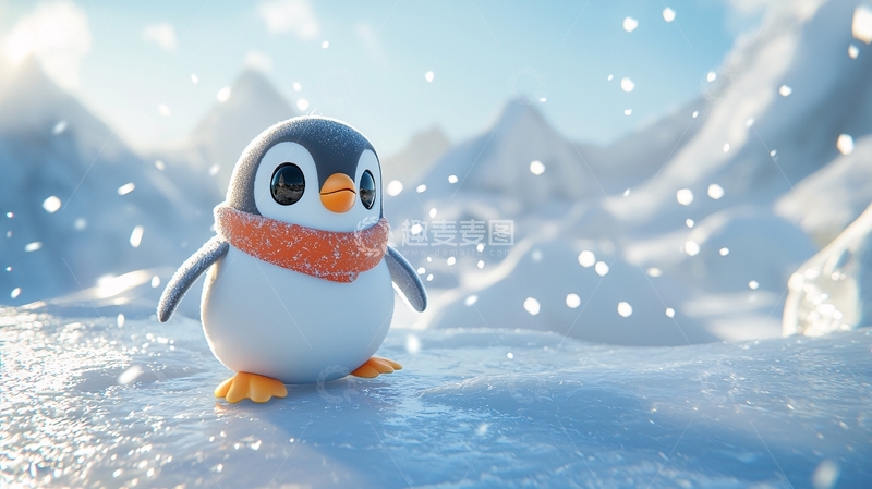 高清大图下载【趣麦麦图】可爱企鹅雪景图