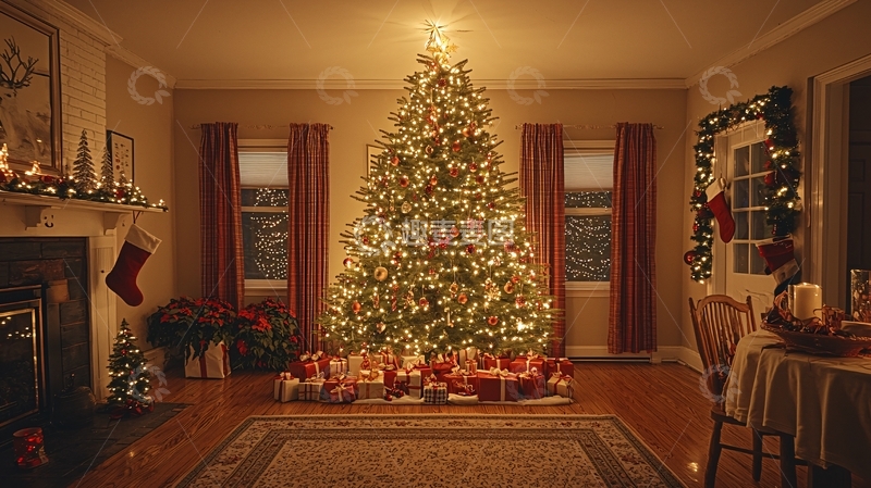 高清大图下载【趣麦麦图】温暖舒适的圣诞节客厅