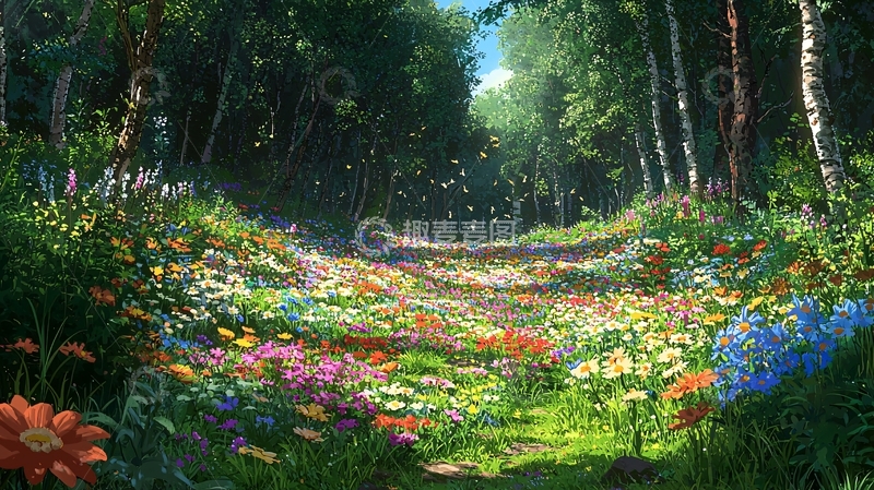 高清大图下载【趣麦麦图】梦幻森林花海