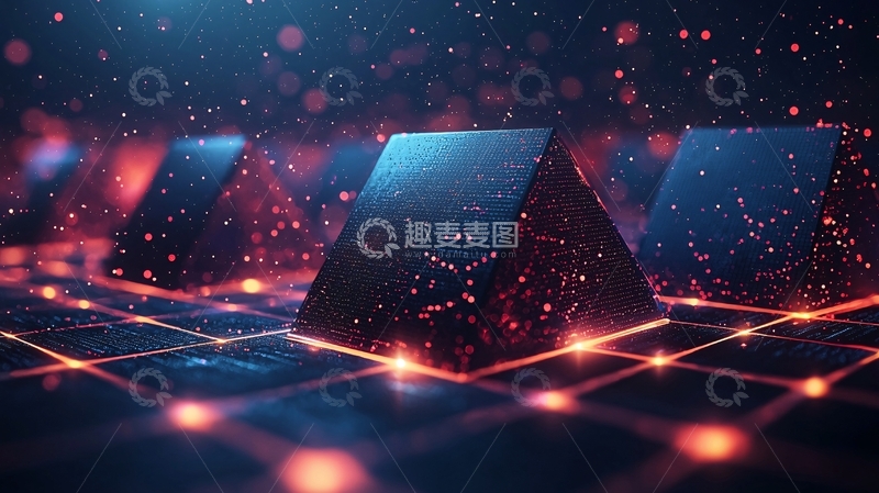 高清大图下载【趣麦麦图】炫酷黑色金字塔科技感