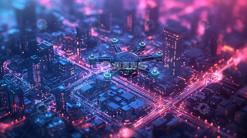 高清大图下载【趣麦麦图】未来城市无人机