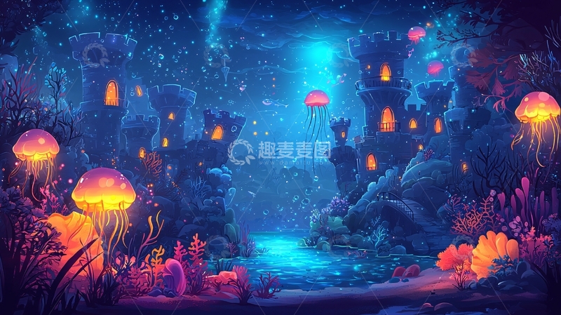 高清大图下载【趣麦麦图】梦幻海底城堡