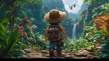 儿童探险热带雨林