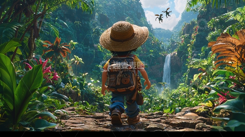 高清大图下载【趣麦麦图】儿童探险热带雨林
