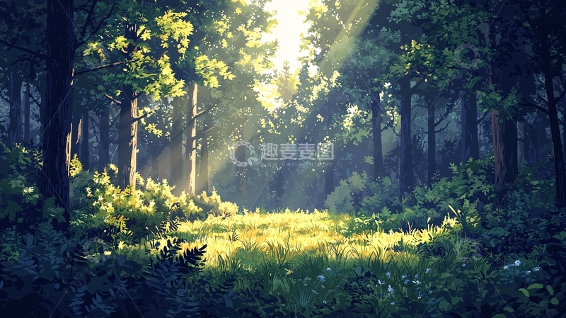 高清大图下载【趣麦麦图】阳光森林小路