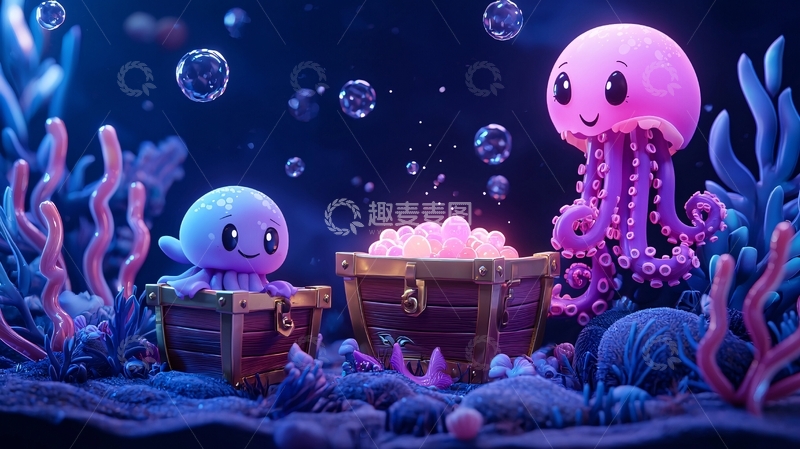 高清大图下载【趣麦麦图】卡通水母