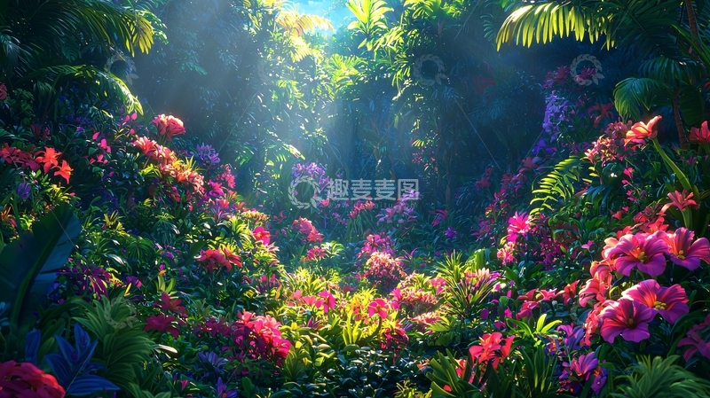 高清大图下载【趣麦麦图】梦幻雨林花海