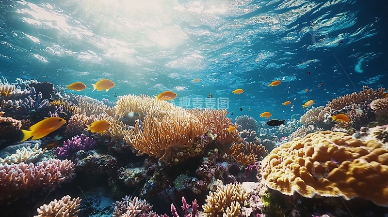 高清大图下载【趣麦麦图】阳光照射下的珊瑚礁