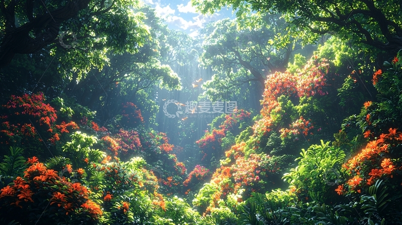 高清大图下载【趣麦麦图】阳光透过树林