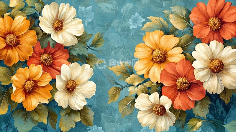 高清大图下载【趣麦麦图】油画风格花卉壁纸