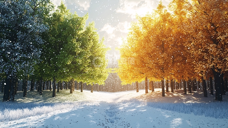 高清大图下载【趣麦麦图】四季树林