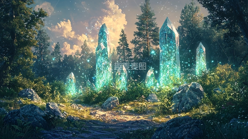 高清大图下载【趣麦麦图】森林水晶