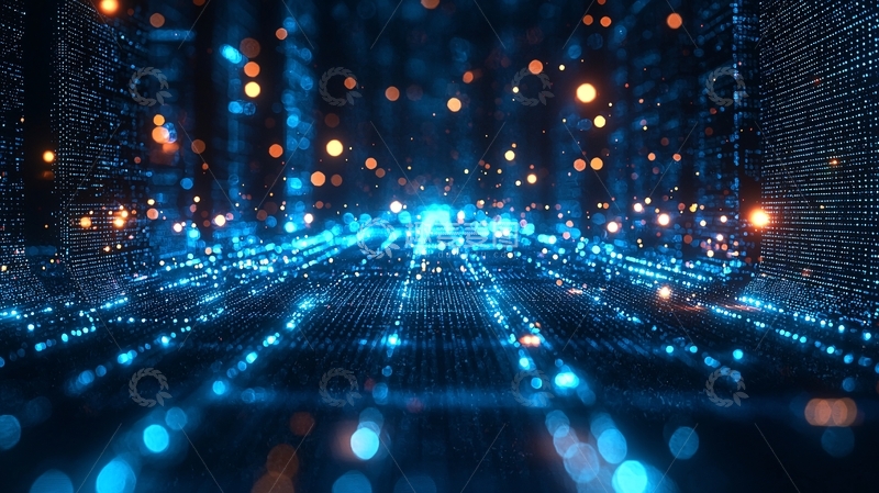 高清大图下载【趣麦麦图】蓝色科技感光效背景