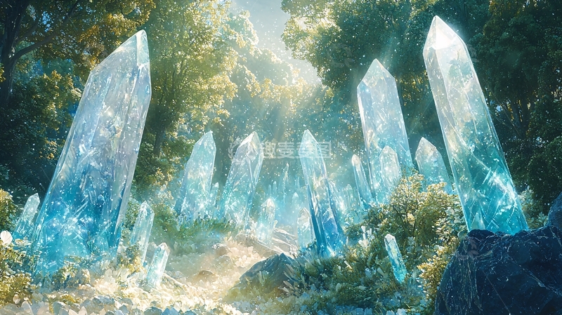高清大图下载【趣麦麦图】森林水晶柱