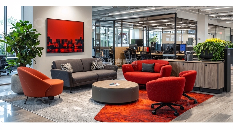 高清大图下载【趣麦麦图】现代化办公室休闲区