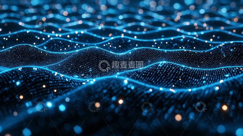 高清大图下载【趣麦麦图】蓝色波浪粒子背景