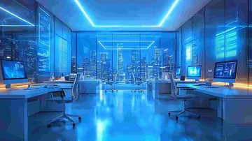 蓝色科技感办公室