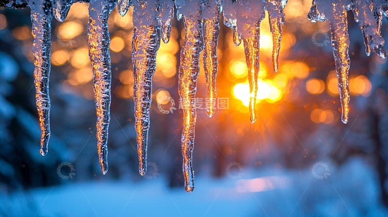高清大图下载【趣麦麦图】-冰柱日落