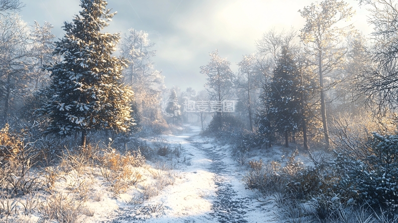 高清大图下载【趣麦麦图】冬日森林雪景