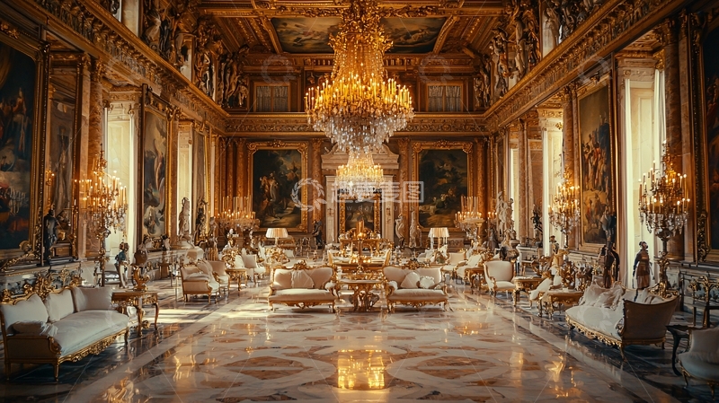 高清大图下载【趣麦麦图】奢华金色宫殿大厅