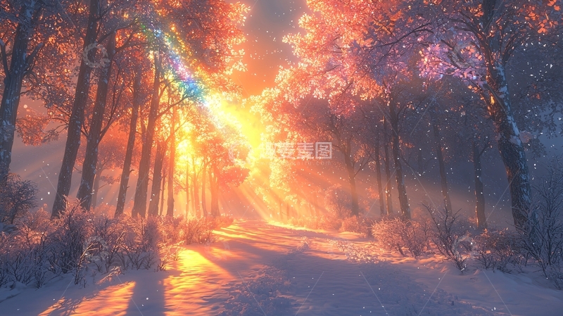 高清大图下载【趣麦麦图】冬季森林小路
