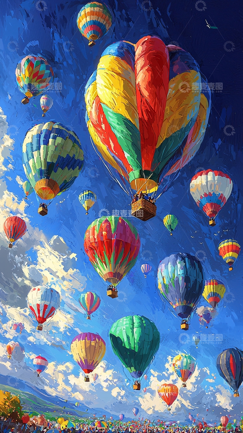 高清大图下载【趣麦麦图】彩色热气球