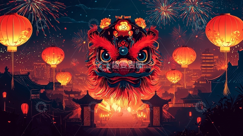 高清大图下载【趣麦麦图】新年舞狮