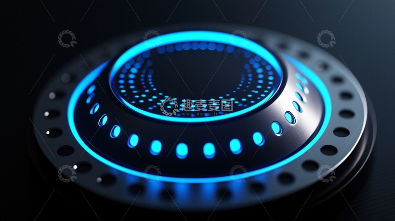 高清大图下载【趣麦麦图】科技感蓝色圆形按钮