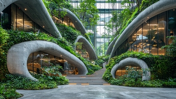 绿植环绕的现代建筑