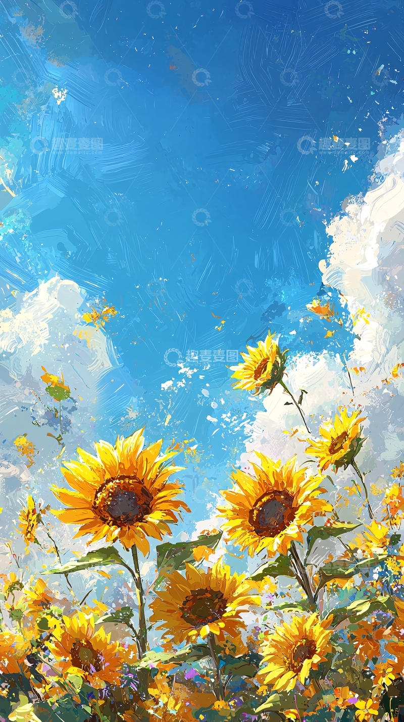 高清大图下载【趣麦麦图】向日葵蓝天白云