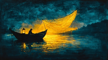 夜晚渔船