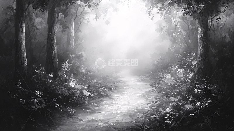 高清大图下载【趣麦麦图】黑白森林小路