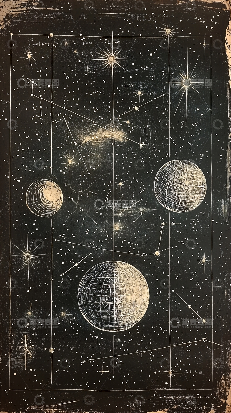 高清大图下载【趣麦麦图】复古星空图