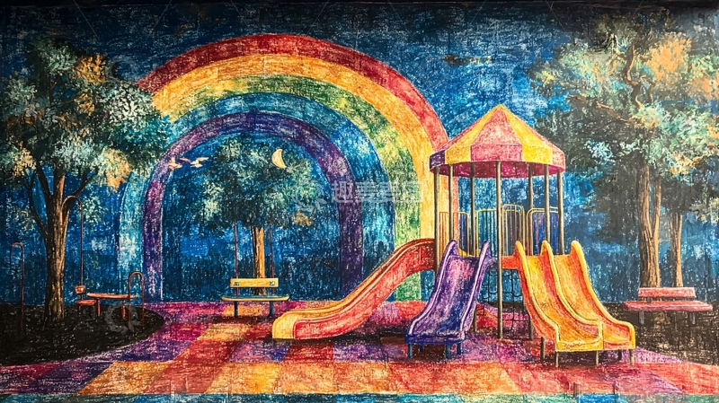 高清大图下载【趣麦麦图】彩虹滑梯儿童乐园