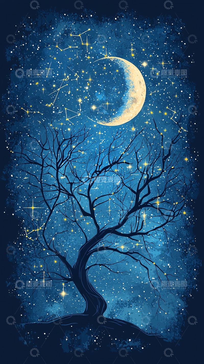 高清大图下载【趣麦麦图】星空树