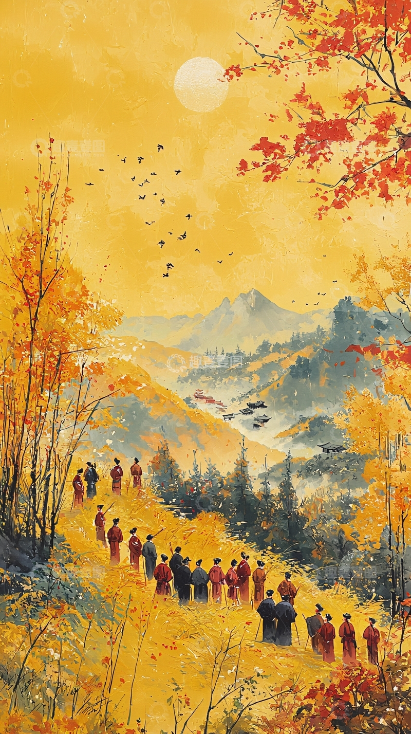 高清大图下载【趣麦麦图】秋日山林人物图