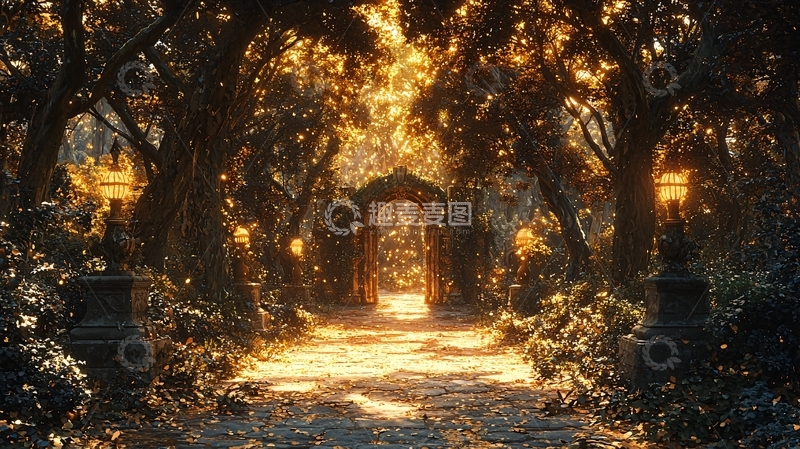 高清大图下载【趣麦麦图】金色森林拱门