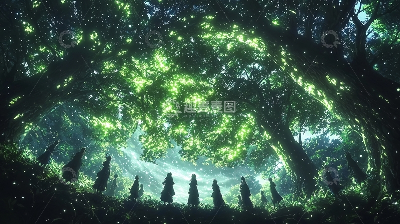 高清大图下载【趣麦麦图】绿光环绕的神秘森林