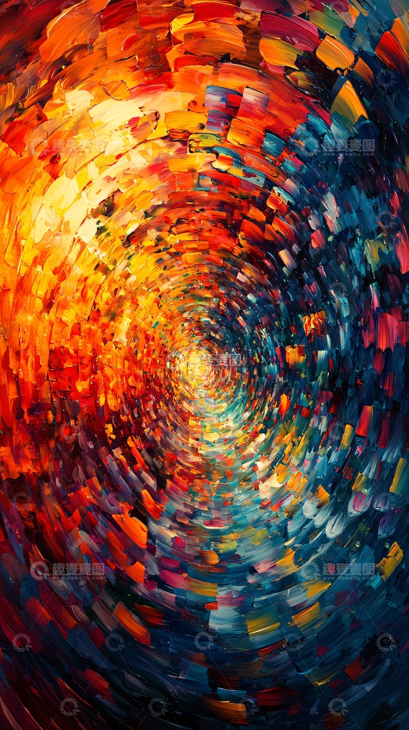 高清大图下载【趣麦麦图】抽象漩涡油画