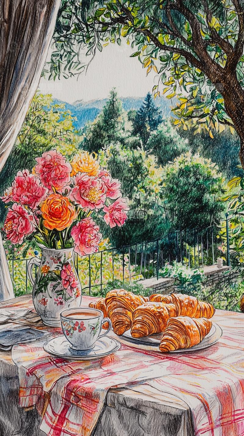 高清大图下载【趣麦麦图】窗边早餐