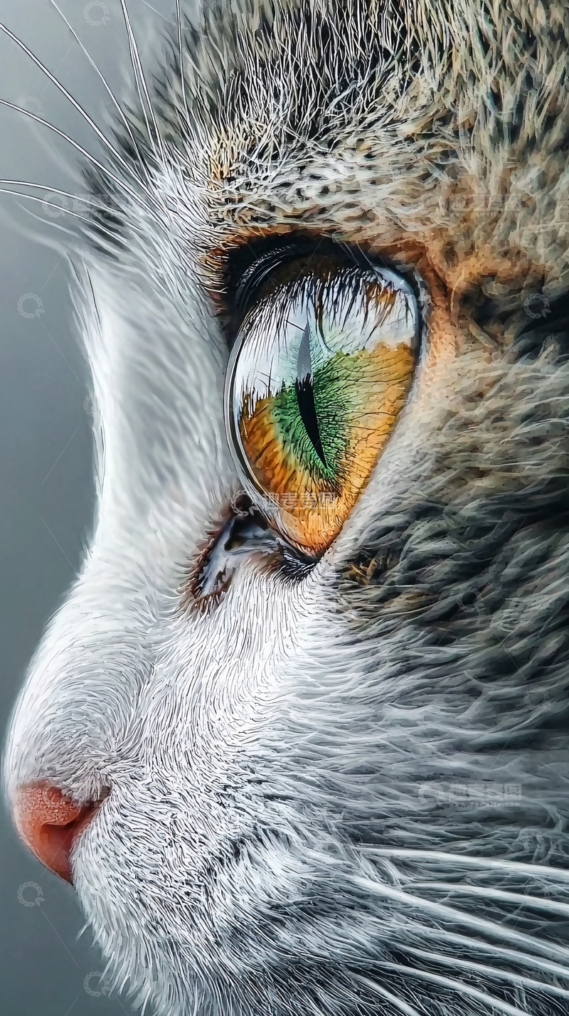 高清大图下载【趣麦麦图】猫咪侧脸特写