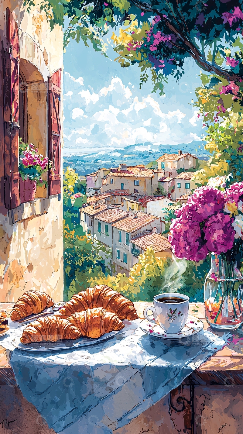 高清大图下载【趣麦麦图】窗边小镇风景