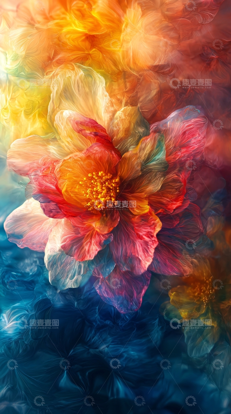 高清大图下载【趣麦麦图】彩色烟雾花朵