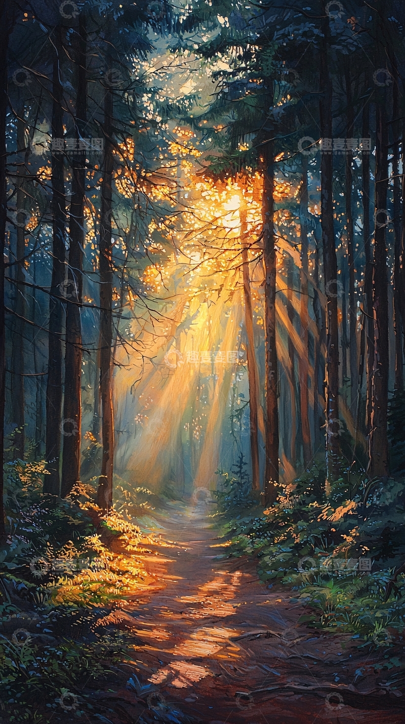 高清大图下载【趣麦麦图】森林阳光小路