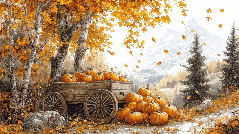 高清大图下载【趣麦麦图】秋日南瓜丰收场景