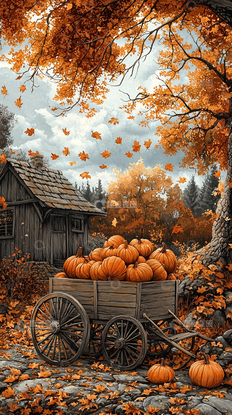 高清大图下载【趣麦麦图】秋日南瓜丰收