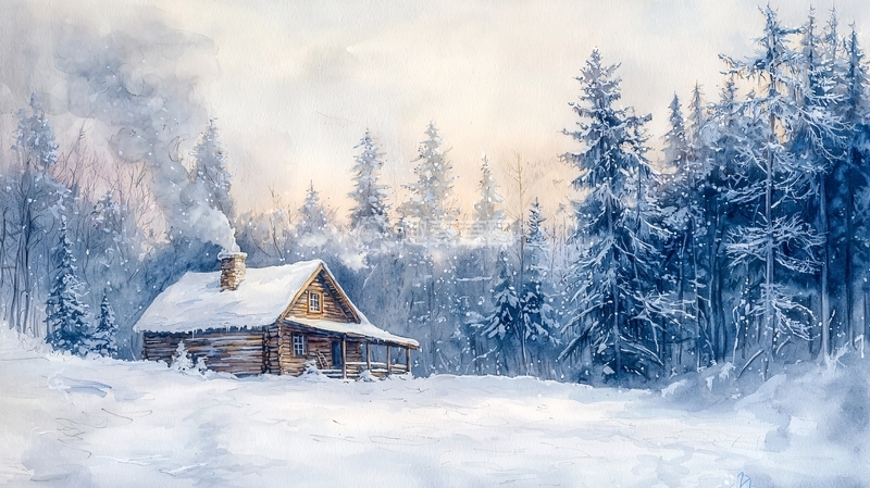 高清大图下载【趣麦麦图】雪景小屋