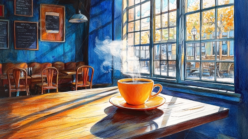 高清大图下载【趣麦麦图】蓝色咖啡馆