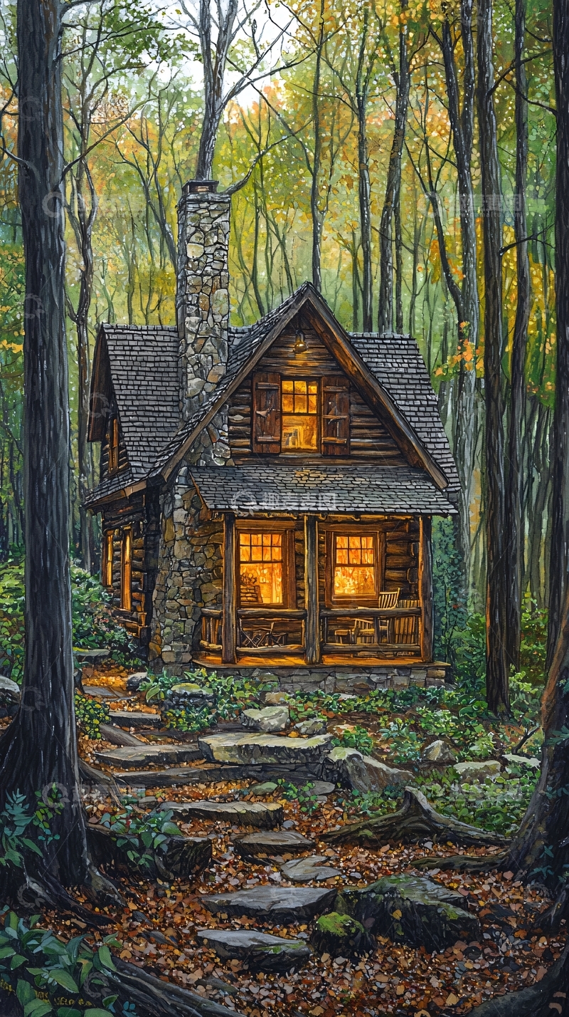 高清大图下载【趣麦麦图】森林小屋